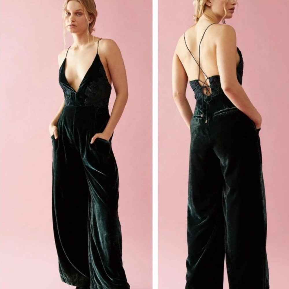 NEW Free People Blake Velvet One Piece Jumpsuit, Wide Leg Jumpsuit